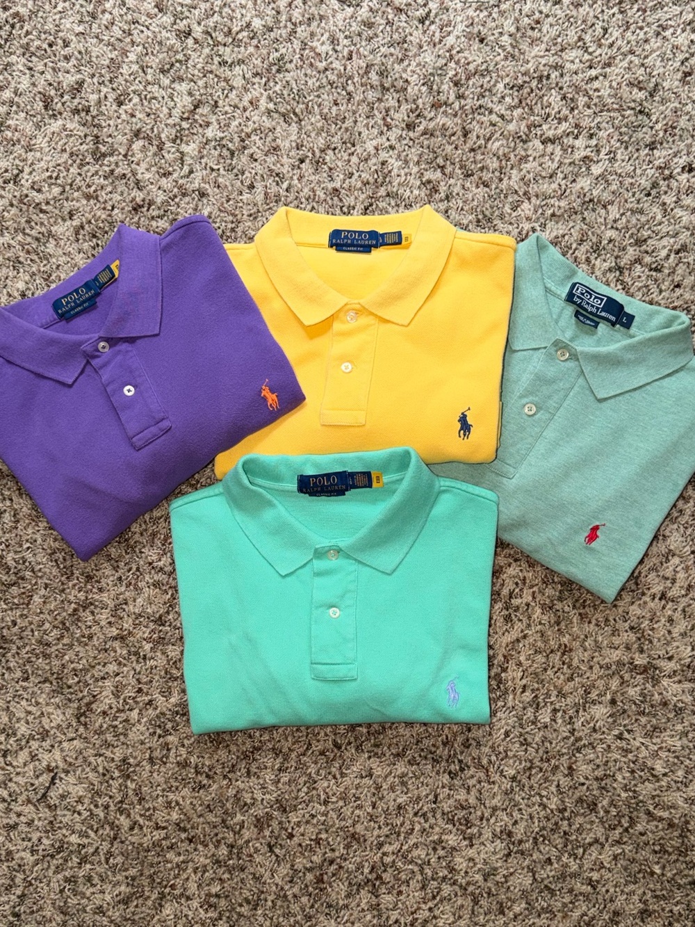 Bundle 4 *POLO by Ralph Lauren* mens casual golf ⛳️ polo shirts - L - bright!